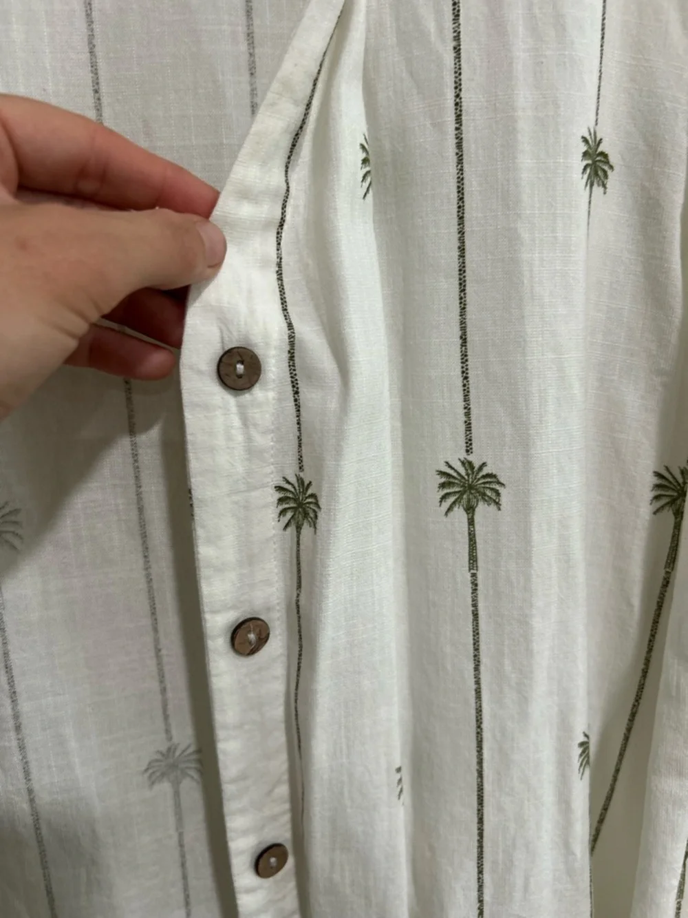 blue island White Palm-Print Open Front Lightweight Jacket - Picture 3 of 7